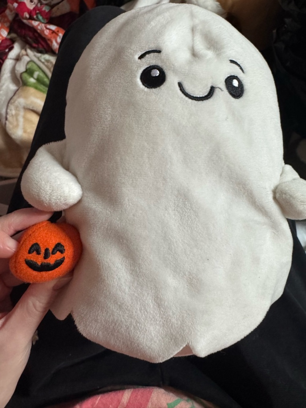 Hallmark White Ghost Plush with Orange Jack-O'-Lantern